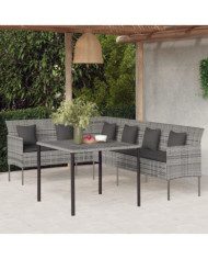 Ensemble à manger de jardin et coussins 2 pcs gris rotin | Mobilier & Déco