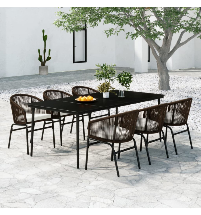 Ensemble à manger de jardin 7 pcs Marron | Mobilier & Déco