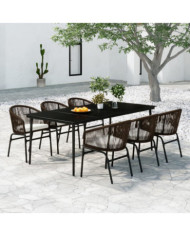 Ensemble à manger de jardin 7 pcs Marron | Mobilier & Déco