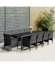 Ensemble à manger de jardin 11 pcs résine tressée gris | Mobilier & Déco