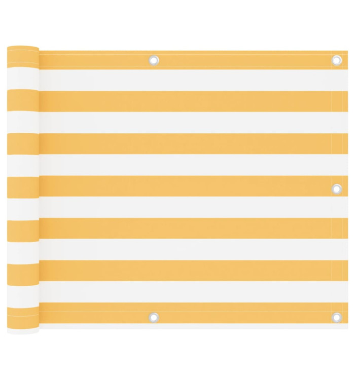 Écran de balcon Blanc et jaune 75x400 cm Tissu Oxford | Mobilier & Déco