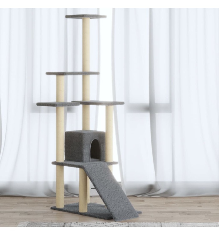 Arbre à chat avec griffoirs en sisal Gris clair 155 cm | Mobilier & Déco