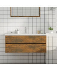 Armoire de lavabo Chêne fumé 100x38,5x45 cm Bois d'ingénierie | Mobilier & Déco