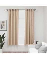 Rideaux occultants aspect lin avec œillets 2pcs beige 140x175cm | Mobilier & Déco
