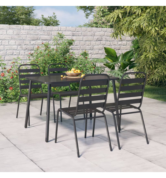 Ensemble à manger de jardin 5 pcs anthracite acier | Mobilier & Déco