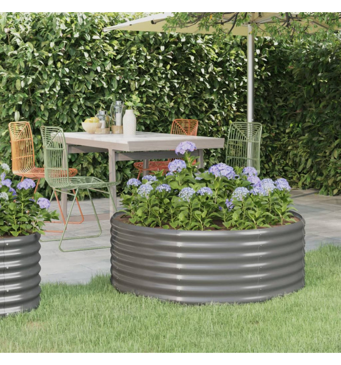 Lit surélevé de jardin Acier enduit de poudre 100x100x36cm gris | Mobilier & Déco