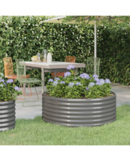 Lit surélevé de jardin Acier enduit de poudre 100x100x36cm gris | Mobilier & Déco