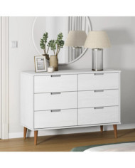 Commode MOLDE Blanc 113x40x80 cm Bois de pin massif | Mobilier & Déco