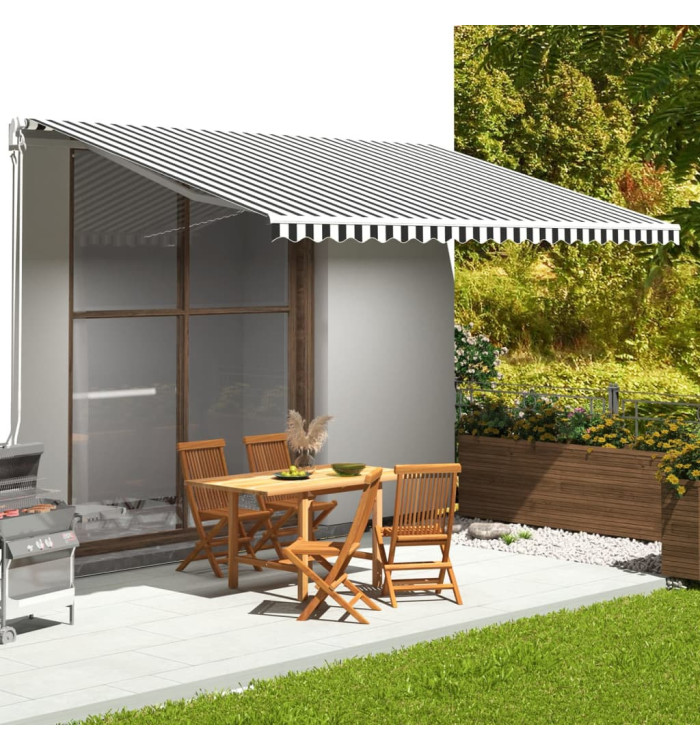 Tissu de remplacement pour auvent Anthracite et blanc 5x3 m | Mobilier & Déco