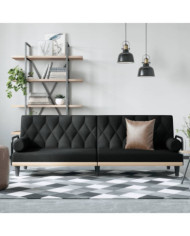 Canapé-lit avec accoudoirs noir tissu | Mobilier & Déco