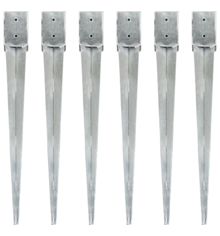 Piquets au sol 6 pcs Argenté 10x10x91 cm Acier galvanisé | Mobilier & Déco