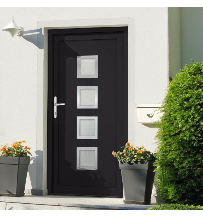 Porte d'entrée anthracite 108x208 cm PVC | Mobilier & Déco