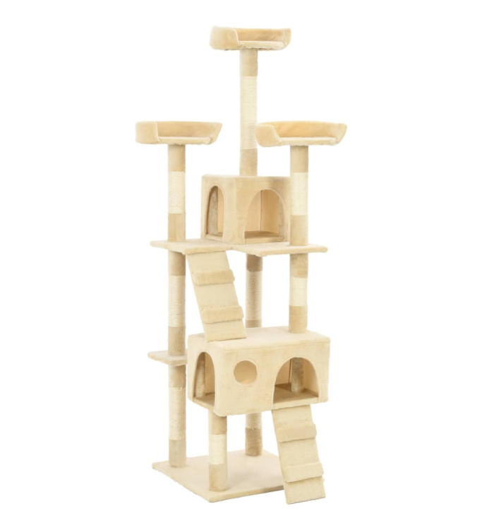 Arbre à chat avec griffoirs en sisal 170 cm Beige | Mobilier & Déco
