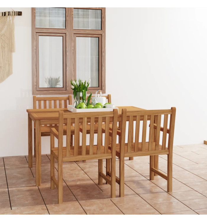 Ensemble à manger de jardin 5 pcs Bois de teck solide | Mobilier & Déco