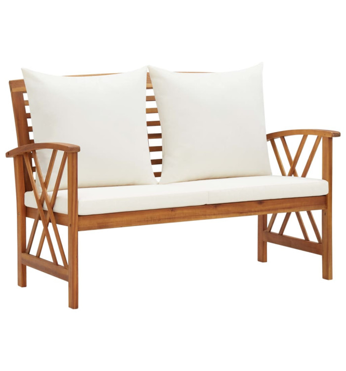 Banc de jardin avec coussins 119 cm Bois solide d'acacia | Mobilier & Déco
