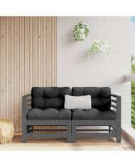 Canapés d'angle avec coussins 2 pcs gris bois de pin massif | Mobilier & Déco