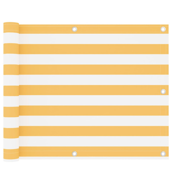 Écran de balcon Blanc et jaune 75x600 cm Tissu Oxford | Mobilier & Déco
