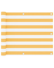 Écran de balcon Blanc et jaune 75x600 cm Tissu Oxford | Mobilier & Déco