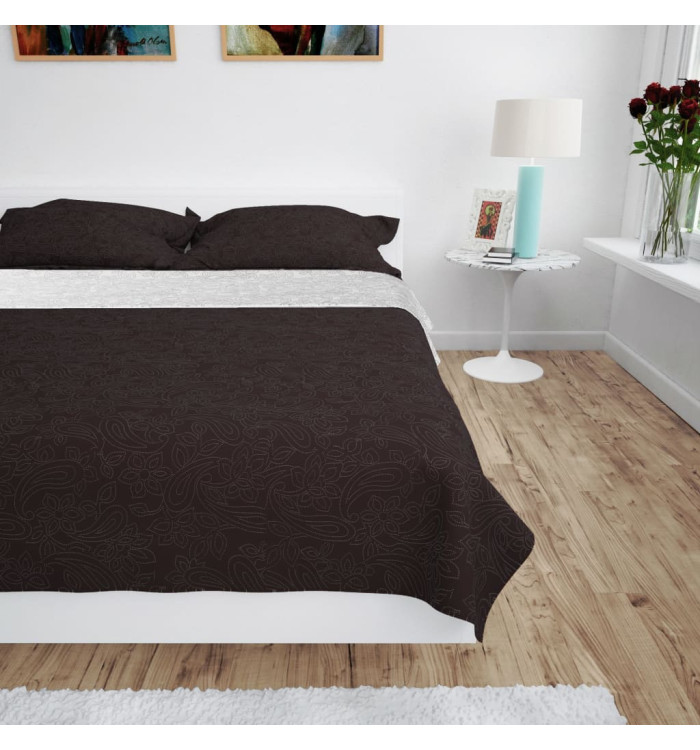 Couvre-lit à double face matelassé 170 x 210 cm Crème et marron | Mobilier & Déco