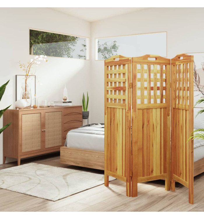 Cloison de séparation 3 panneaux 121,5x2x115 cm Bois d'acacia | Mobilier & Déco