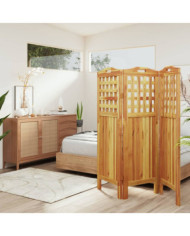 Cloison de séparation 3 panneaux 121,5x2x115 cm Bois d'acacia | Mobilier & Déco