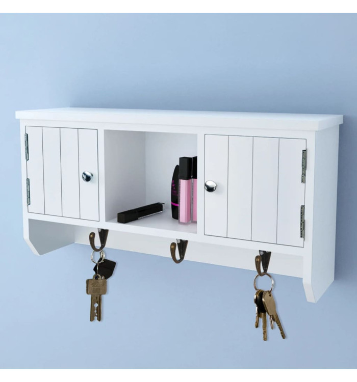 Armoire murale pour clés et bijoux avec portes et crochets | Mobilier & Déco