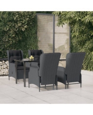 Ensemble à manger de jardin 5 pcs Gris foncé Résine tressée | Mobilier & Déco