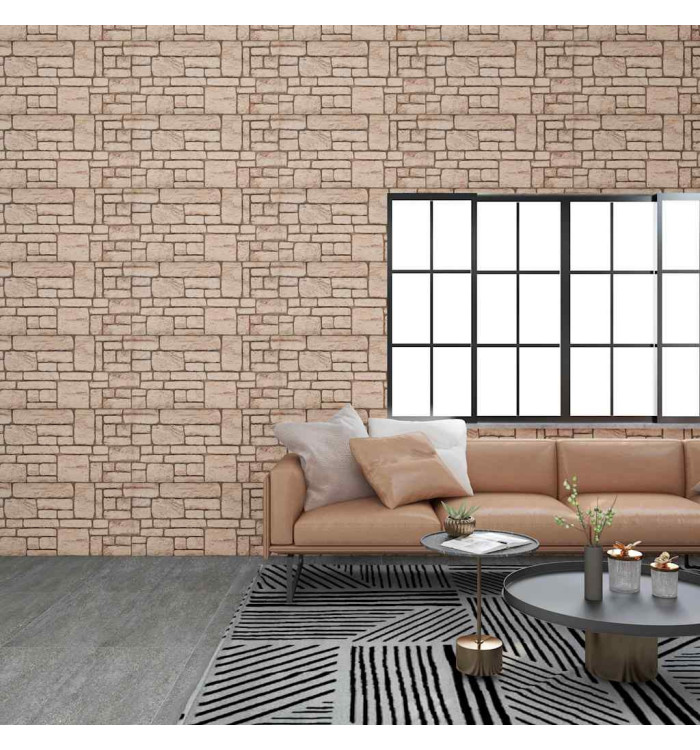 Panneaux muraux 3D avec design de brique beige 10 pcs EPS | Mobilier & Déco