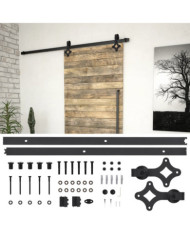 Kit de quincaillerie de porte coulissante SKIEN 183 cm noir | Mobilier & Déco