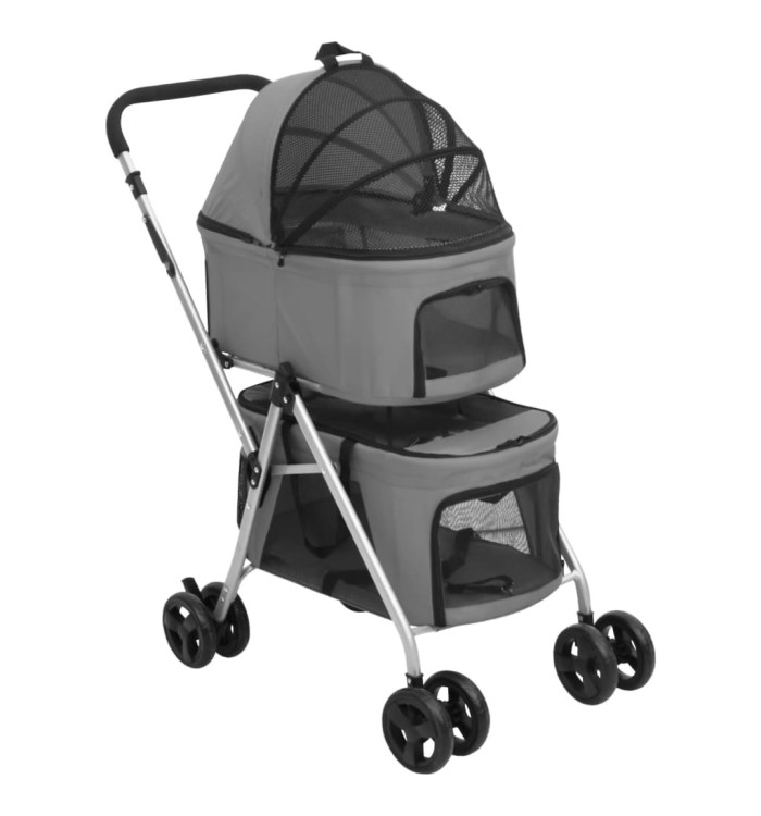 Poussette pour chien pliante à 2 niveaux Gris 83x48x97 cm | Mobilier & Déco