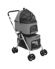 Poussette pour chien pliante à 2 niveaux Gris 83x48x97 cm | Mobilier & Déco