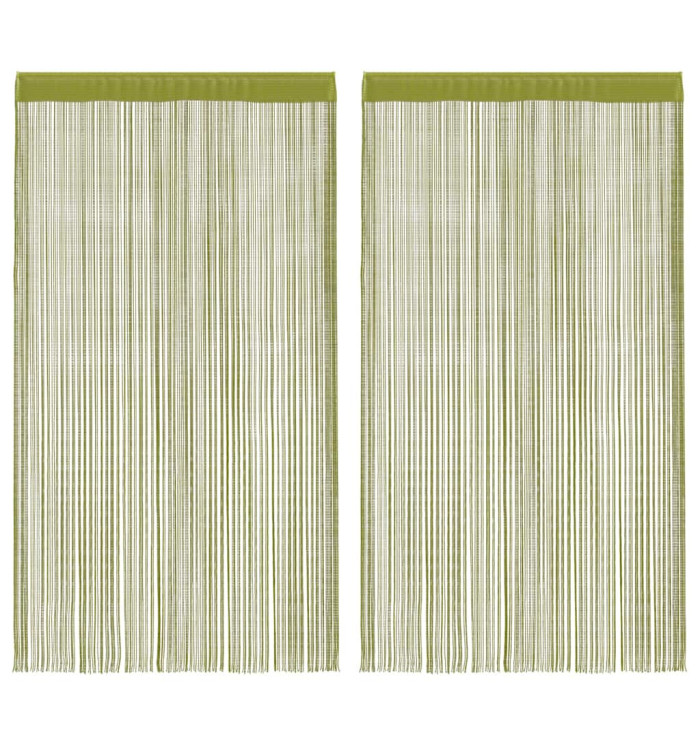 Rideau en fils 2 pcs 100 x 250 cm Vert | Mobilier & Déco