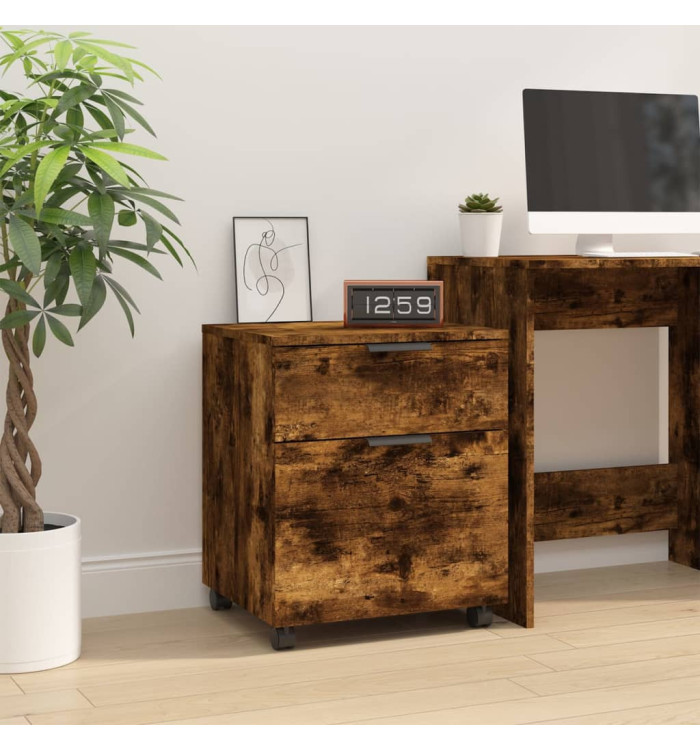 Classeur mobile avec roues Chêne fumé 45x38x54 cm Bois | Mobilier & Déco