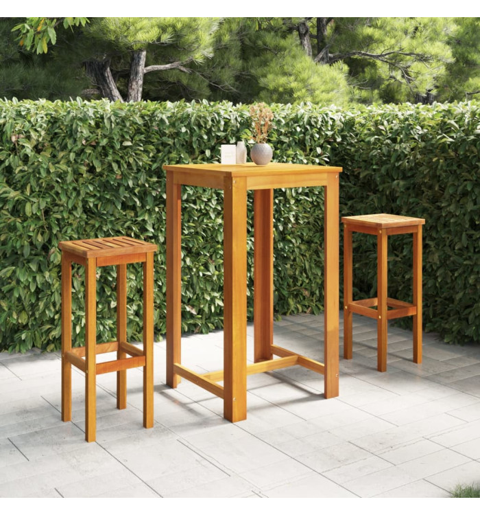 Ensemble de bar de jardin 3 pcs Bois d'acacia solide | Mobilier & Déco