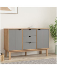 Buffet OTTA Marron et gris 113,5x43x73 cm Bois massif pin | Mobilier & Déco