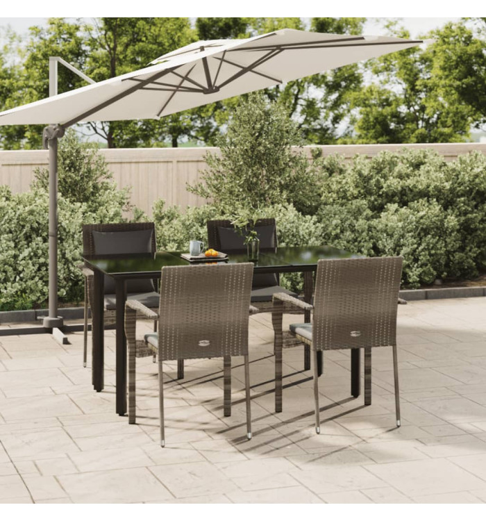 Ensemble à manger de jardin coussins 5 pcs noir et gris | Mobilier & Déco