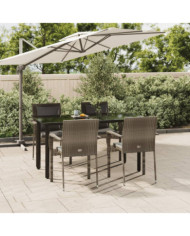 Ensemble à manger de jardin coussins 5 pcs noir et gris | Mobilier & Déco