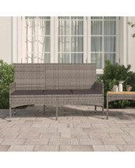 Banc de jardin à 3 places avec coussins Gris Résine tressée | Mobilier & Déco