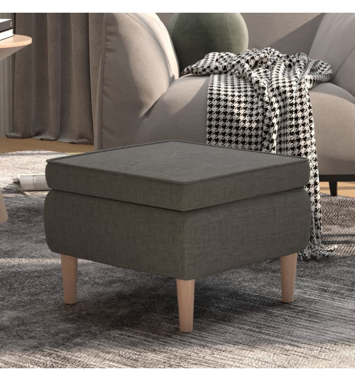 Tabouret avec pieds en bois Gris foncé Tissu | Mobilier & Déco