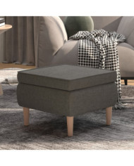 Tabouret avec pieds en bois Gris foncé Tissu | Mobilier & Déco