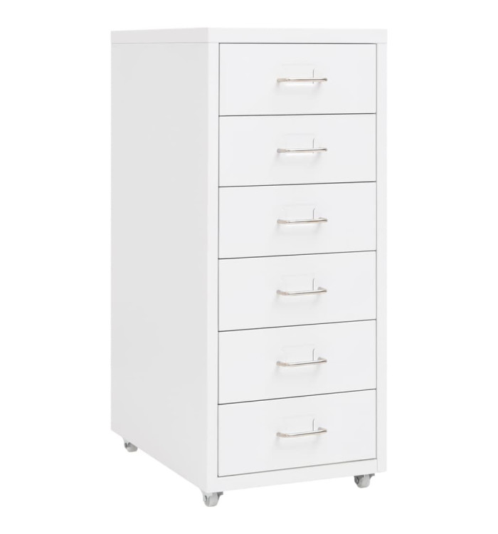 Classeur mobile Blanc 28x41x69 cm Métal | Mobilier & Déco