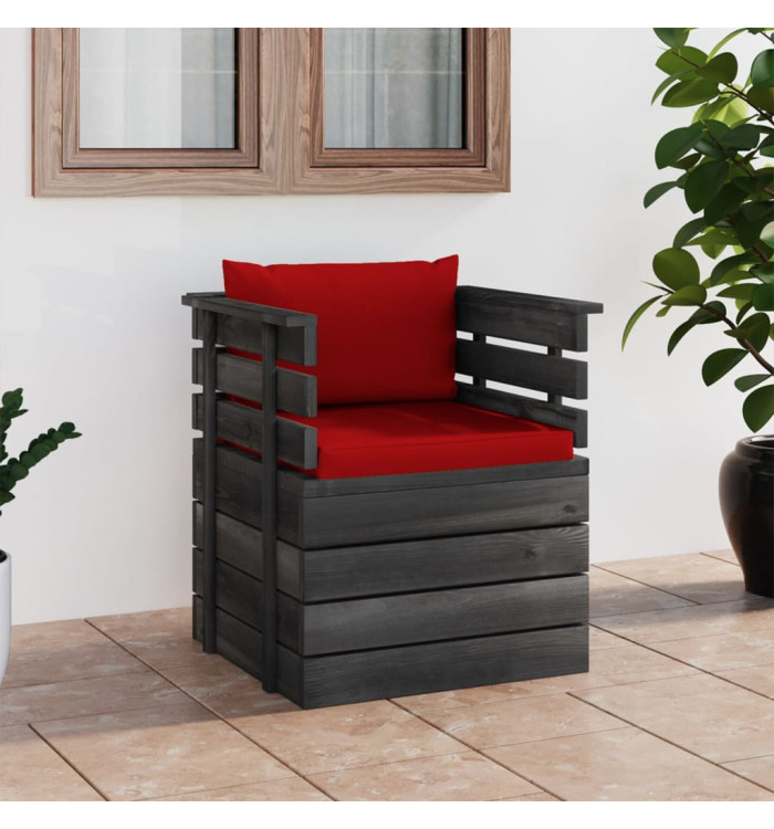 Fauteuil de jardin avec coussins Bois de pin | Mobilier & Déco