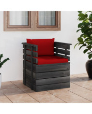 Fauteuil de jardin avec coussins Bois de pin | Mobilier & Déco