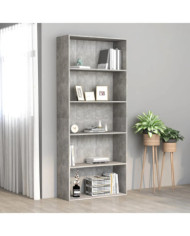 Bibliothèque à 5 niveaux Gris béton 80x30x189cm Bois ingénierie | Mobilier & Déco