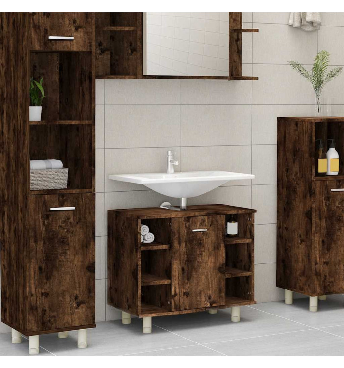 Armoire de bain Chêne fumé 60x32x53,5 cm Bois d'ingénierie | Mobilier & Déco
