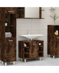 Armoire de bain Chêne fumé 60x32x53,5 cm Bois d'ingénierie | Mobilier & Déco