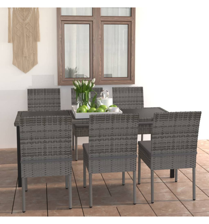 Ensemble à manger de jardin 7 pcs Résine tressée Gris | Mobilier & Déco