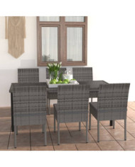Ensemble à manger de jardin 7 pcs Résine tressée Gris | Mobilier & Déco