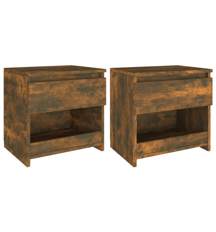 Tables de chevet 2 pcs Chêne fumé 40x30x39 cm Bois d'ingénierie | Mobilier & Déco