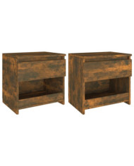 Tables de chevet 2 pcs Chêne fumé 40x30x39 cm Bois d'ingénierie | Mobilier & Déco